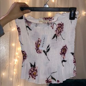 White floral tube top